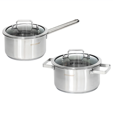 Kitchen-Art IH電磁爐適用 Olga鍋具組 2入, 1套, 不鏽鋼色, 單柄鍋18cm + 雙耳鍋20cm