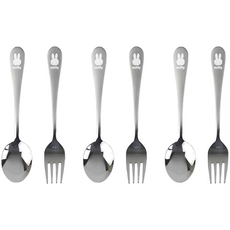 Kitchen-U 雷射米菲兔不鏽鋼幼兒湯匙叉子組, 1套, 湯匙3支 + 叉子3支, 不鏽鋼色