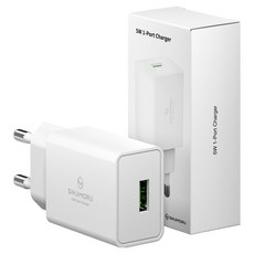 신지모루 전압 전력보호 USB 휴대폰 충전기, 화이트, 1개