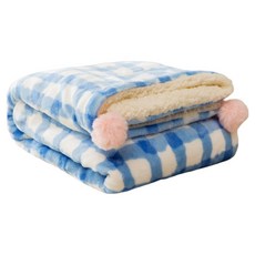 TIMLEI 雙層加厚保暖寵物毛毯 法蘭絨寵物墊 寵物睡毯 寵物被子 狗狗貓咪保暖墊, 奶油藍, 1個