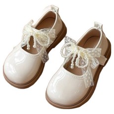 유블리 아동용 슈차미 진주 리본 드레스 슈즈