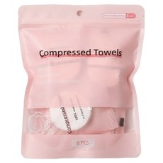 Beliean 壓縮口袋拋棄式毛巾 19g 30 x 60 cm 6入, 粉紅色, 1個