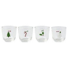 Modern House L 溫馨冬季聖誕節復古感性燒酒杯 60ml x 4入組, 花圈, 聖誕老人, 雪人, 聖誕樹, 1套