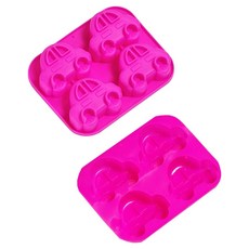 Bestom 小汽車造型矽膠模具 4孔, 粉紅色, 2個