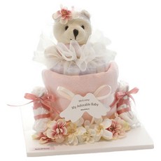 babybakery 芭蕾舞伶Lino迷你尿布蛋糕 1層 3階段 百日, 粉紅色, 1個