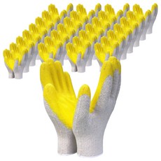 Ilovegh 黃色乳膠塗層雙手通用工作手套, 黃色, 100個