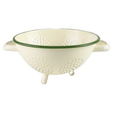 ibili 雙柄琺瑯瀝水籃 IB430, 1個, 米色 + 綠色