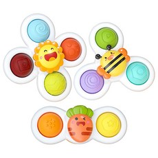 Kizus Spin Pop 旋轉搖鈴玩具3件組, 1套, 混合顏色