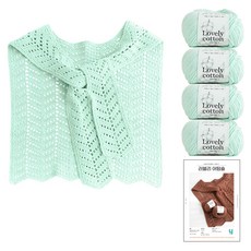 yarna 러블리 어텀숄 러블리 코튼 뜨개질 DIY 패키지 M 4p + 인쇄도안 세트, 533 페일민트, 1세트