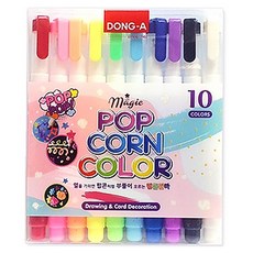 동아 열을 가하면 부풀어 오르는 팝콘칼라펜 10종 세트, 혼합색상, 1세트