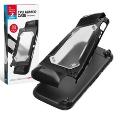 JOYTRON 任天堂 Switch 2 TPU 裝甲握把保護殼, 黑色 + 半透明, 1個, SW2-CASE06