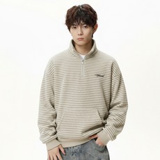 Sunbit 男士 Delve 條紋日常翻領口袋半拉鍊上衣