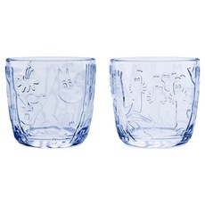 아라비아 무민 글래스 유리컵 280ml, 아쿠아 블루, 2개