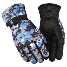 디스티프 카모플라주 방한 스키 장갑 양손착용 세트, 블루, 1세트