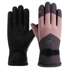 DISTIF 觸控螢幕毛絨滑雪手套 雙手穿戴組, 粉紅色, 1套