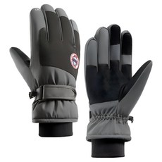 CJE 男士防寒防水智慧型手機觸控滑雪手套 雙手一組, 黑色 + 灰色, 1套