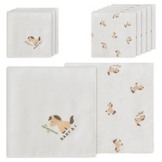 BABY&I 竹纖維印花手帕 圖案6入 + 素色4入組