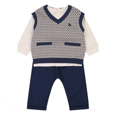 ETTOI Logan緹花領T恤 + 圖案背心 + 下身套裝