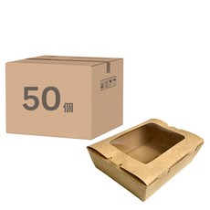 盒作社 牛卡開窗盒 900ml, 50個裝, 1套