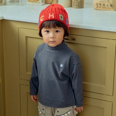 First Blue 條紋半高領T恤