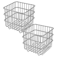 MONACO OLIVE Steel Pocket 多用途鋼絲籃, 銀色, 2個