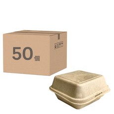 盒作社 植物纖維連體漢堡盒, 1套, 50個裝