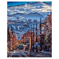 플레이어바웃 DIY 유화 그림그리기 세트 40 x 50 cm, 설산 마을(GX43029), 1세트