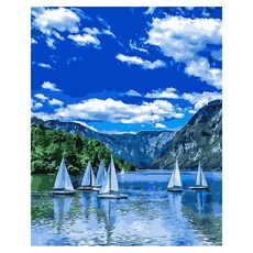 Play about DIY 油畫繪圖組 40 x 50 cm, 江邊與帆船(GX40246), 1套