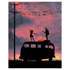 플레이어바웃 DIY 유화 그림그리기 세트 40 x 50 cm, 연인과 음악(GX42387), 1세트