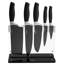 cuoco 420粉末鋼星曜金5刀 6件組, 1套, 切片刀 + 廚師刀 + 三德刀 + 萬用刀 + 果皮刀 + 刀架