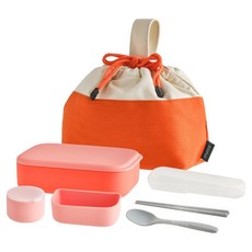 SiliPot 矽膠午餐盒便當全套組, 珊瑚粉, 1套