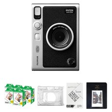 인스탁스 미니에보 EVO 즉석카메라 블랙 + 필름 100p + 투명 케이스 + 마카롱 2단앨범 랜덤발송 + 액정보호필름 세트, 1세트