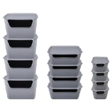 DECOSIN 食品儲藏室收納籃 3種 x 4入組, 灰色, 1套