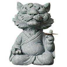 上手家居 招財風水擺件(招財擺飾/招財擺件/馬上有錢/開運/青砂石擺件)威嚴盤虎, 青砂石