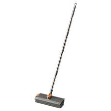 二合一旋轉地板刷(刮水掃把/浴室刷子/長柄刷/浴室清潔刷), 1個, 灰色