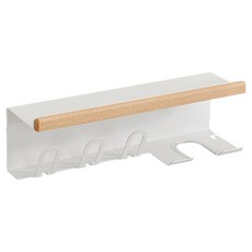 上手家居 浴室置物收納架/吹風機架/牙刷置物架, 白色 + 櫸木, 1個