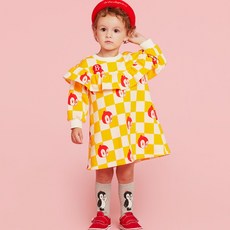 BEBE DE PINO 女童滿版Hugo格紋嬰兒荷葉邊連身裙 BP33OD238