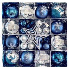 ByeolNim 新款馬卡龍魔法聖誕樹裝飾品 45件組, 1套, 藍銀色