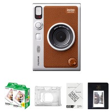 인스탁스 미니에보 EVO 브라운 즉석카메라 + 필름 40p + 투명 케이스 + 마카롱 2단앨범 + 액정보호필름 세트, 1세트
