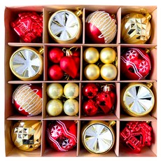 ByeolNim 新款馬卡龍魔法聖誕樹裝飾品42入組, 紅金色, 1套