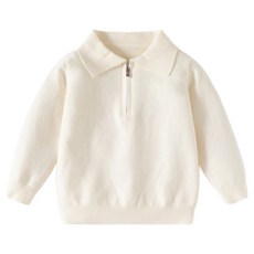 EYOUMONG 兒童基本款翻領半拉鍊長袖針織T恤 E5W142