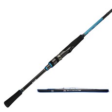 Abu Garcia 中輕調性 實心竿尾 2節式 Salty Fighter MX Tip Run 釣竿, 黑色 + 藍色 + 紅色 + 金色