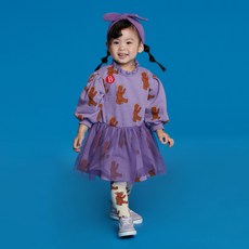 BEBE DE PINO 女童泰迪寶寶荷葉邊紗裙刷毛連身裙 BP23OD226