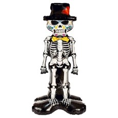 亡靈節大型骷髏氣球, 混合顏色, 1個