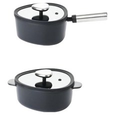 nEOFLam FIKA Fika Apex IH 電磁爐鍋具2件組, 黑色, 1套, 18cm單柄鍋 + 20cm雙耳鍋