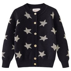 EYOUMONG 兒童基本款圓領星星圖案長袖針織外套 E5W115