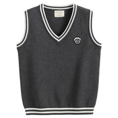 EYOUMONG 兒童基本版型V領撞色線條刺繡休閒無袖背心 E5W116