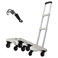 엘투리버스 길이 확장형 접이식 폴딩 저소음 7바퀴 캐리어 구르마 핸드카트 + 고정끈 세트, 크림화이트, 1세트