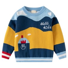 EYOUMONG 兒童寬鬆版型卡通圖案圓領長袖針織T恤 E5W131