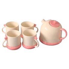 Hesii 摩登女孩 愛心茶壺, 1個, 粉色, 茶壺 1個 + 杯子 4個